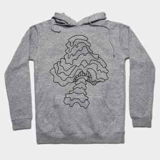 The Perfect Magic Mushroom: Trippy Dripping Wavy Black and White Contour Line Art. Hoodie